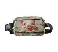 Esplosione radiante di colore Opera d'arte Carino Crossbody Bag Marsupio per uomo donna resistente all'acqua Cintura da corsa Marsupio, dolce Pet Pig Retro bathtu, 1 size