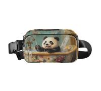 Esplosione radiante di colore Opera d'arte Carino Crossbody Bag Marsupio per uomo donna resistente all'acqua Cintura da corsa Marsupio, Panda Retro Vasca da bagno, 1 size
