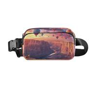 Esplosione radiante di colore Opera d'arte Carino Crossbody Bag Marsupio per uomo donna resistente all'acqua Cintura da corsa Marsupio, Sundown Serenade Canyon e Balloon Reverie, 1 size
