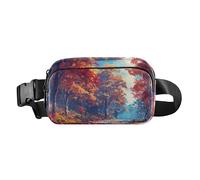 Esplosione radiante di colore Opera d'arte Carino Crossbody Bag Marsupio per uomo donna resistente all'acqua Cintura da corsa Marsupio, Pittoresca scena safari autunnale, 1 size