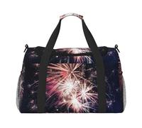 Esplosione Stampa Fuochi D'artificio Grande Tela Viaggio Duffel Bag Weekender Borse per le Donne Borsa Da Pernottamento Carry On Tote Bag, nero, Taglia unica