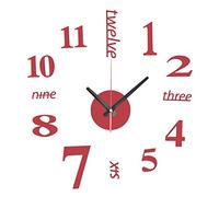 EsportsMJJ DIY Mini Moderna Arte Specchio Muro Orologio 3D Sticker Design Casa Ufficio Arredamento-Rosso