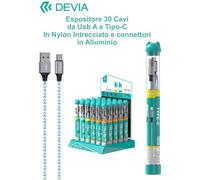 Espositore 30 cavi da Usb-A a Tipo-C in corda intrecciata - DEEX30AC159