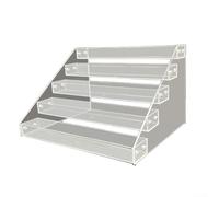 Espositore a 4 ripiani in acrilico trasparente per profumi, cosmetici e gioielli, 30,5 x 23,1 x 16,3 cm, doppio lato (5° espositore)