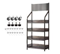 Espositore a 4 ripiani in metallo, organizer per snack per supermercati, dispensa e camera da letto, robusto scaffale nero per risparmiare spazio ottimale