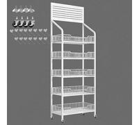 Espositore a 5 ripiani con ganci, versatile, per cucina o negozio, perfetto per patatine, giocattoli, frutta e verdura