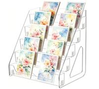 Espositore a 5 ripiani in acrilico trasparente, organizer da scrivania per libri illustrati, riviste, biglietti di auguri, 30,5 x 21,6 x 33 cm, espositore trasparente inclinato per ufficio, scrivania