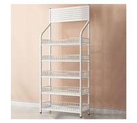 Espositore a 5 ripiani in metallo per patatine e caramelle, supporto da pavimento versatile per snack, frutta e strumenti (bianco, 50 x 27 x 165 cm)