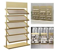 Espositore a 5 ripiani in metallo per piastrelle, pietra e pavimenti in legno, soluzione ideale per organizzare al dettaglio una vetrina durevole ed elegante