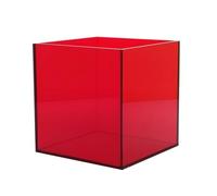 Espositore a cubo in acrilico, vetrina su 5 lati con base cava antipolvere per oggetti da collezione e regali, colore rosso, 20 cm, ideale per uso domestico e al dettaglio
