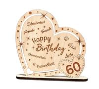 Espositore a forma di cuore in legno per 60° compleanno, per uomo e donna, libro degli ospiti creativo, meravigliosa decorazione per il 60° compleanno e ricordo amorevole del 60° compleanno, 22 x 22