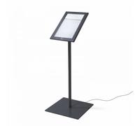 Espositore a Leggio con Piantana 29x47,7x2,3 cm in Alluminio con Led Porta Menù Nera