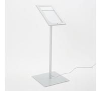 Espositore a Leggio con Piantana 29x47,7x2,3 cm in Alluminio con Led Porta Menù Silver
