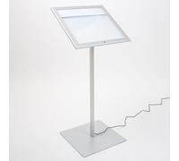 Espositore a Leggio con Piantana 50,5x47,7x2,3 cm in Alluminio con Led Porta Menù Silver