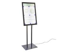 Espositore a Leggio con Piantana 51,4x79 cm in Alluminio con Led Porta Menù Nera