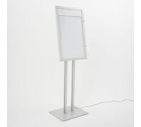 Espositore a Leggio con Piantana 51,4x79 cm in Alluminio con Led Porta Menù Silver