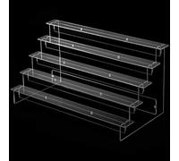 Espositore a scala in acrilico, trasparente, a più livelli, per bambole, personaggi, profumi, gioielli, controsoffitto, vetrina, staccabile, organizer per la casa (5 strati 35 cm)