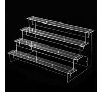 Espositore a scala in acrilico, trasparente, a più livelli, per profumi, gioielli, bambole e oggetti da collezione, mensola staccabile per organizzare la casa con 2-5 (4 ripiani, 40 cm)