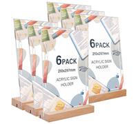 Espositore A4: 6 Pezzi Porta Menu da Tavolo A4, Porta Foto da Tavola, Portalistini A4 Supporto Verticale, Doppia Faccia Espositori Acrilico Trasparente per Ristorante Ufficio Banco Matrimonio