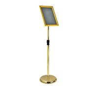 Espositore A4 Porta segnaletica Supporto per poster, da pavimento regolabile 70 a 120 cm, in metallo con base stabile ponderata display aziendali, ufficio, menu e avvisi A4 Gold Right-angle style