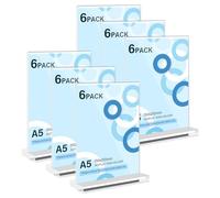 Espositore A5: 6 Pezzi Porta Menu da Tavolo A5, Porta Foto da Tavola, Portalistini A5 Supporto Verticale, Doppia Faccia Espositori A5 Acrilico Trasparente per Ristorante Matrimonio Banco Ufficio