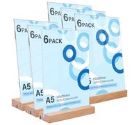 Espositore A5: 6 Pezzi Porta Menu da Tavolo A5, Porta Foto da Tavola, Portalistini A5 Supporto Verticale, Doppia Faccia Espositori A5 Acrilico Trasparente per Ristorante Matrimonio Ufficio Banco