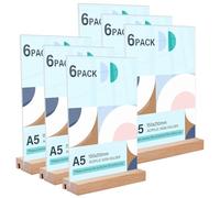 Espositore A5: 6 Pezzi Porta Menu da Tavolo A5, Porta Foto da Tavola, Portalistini A5 Supporto Verticale, Doppia Faccia Espositori A5 Acrilico Trasparente per Matrimonio Ristorante Ufficio Banco