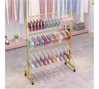 Espositore al Dettaglio per Negozi di Abbigliamento A 3 Livelli, Scaffali per Biancheria Intima Boutique con Ruote, Reggiseno Multifunzionale per Lingerie, Pantaloncin, Gold, 39.37x15.75x51.18in