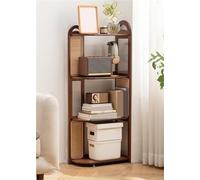 Espositore angolare Indipendente a 4 Strati - Libreria in Rattan con Piedini Regolabili per riporre e Decorare Il Soggiorno, scaffale angolare dal Design Aperto, Versatile Organizer per la c