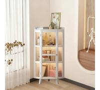 Espositore angolare, mobiletto triangolare autoportante con telaio in bambù e ante in acrilico, scaffale multilivello per casa, bar, sala da pranzo, soggiorno, ufficio