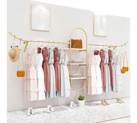 Espositore Appendiabiti da Parete Creativo Dorato per Negozio di Abbigliamento, Espositore in Metallo per Negozio al Dettaglio Boutique, Appendiabiti Sospeso Salvaspazio, Appendiabiti Multiuso Comme