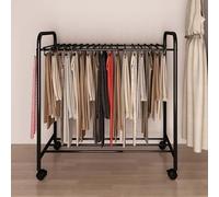 Espositore Appendiabiti per Pantaloni da Pavimento Carrello A Rotelle Portapantaloni Appendiabiti in Metallo Jeans Espandibili Appendini per Gonne Armadio Organizer Scaffale Ra, Black 30 Hooks