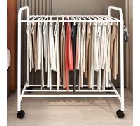 Espositore Appendiabiti per Pantaloni da Pavimento Carrello A Rotelle Portapantaloni Appendiabiti in Metallo Jeans Espandibili Appendini per Gonne Armadio Organizer Scaffale Ra, White 30 Hooks