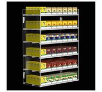 Espositore automatico per sigarette e tabacco, montaggio a parete/scrivania, 4 ripiani, 10 colonne