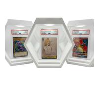 Espositore Carte Gradate PSA GRAAD Stand LED RGB Pokemon Magic Set 3 Pezz Bianco