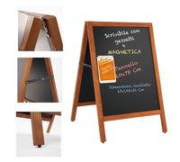 ESPOSITORE CAVALLETTO IN LEGNO CON LAVAGNA NERA MAGNETICA SCRIVIBIILE CON GESSI