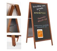 ESPOSITORE CAVALLETTO IN LEGNO CON LAVAGNA NERA MAGNETICA SCRIVIBIILE CON GESSI