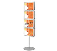 ESPOSITORE CAVALLETTO PUBBLICITARIO A PIANTANA INSEGNA 8 CORNICI ESPOSITIVE A4