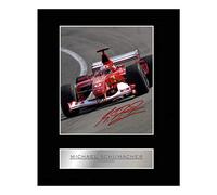 Espositore con foto autografata di Michael Schumacher, pilota della Ferrari nel campionato di Formula 1, stampa regalo autografata #01
