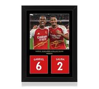 Espositore con foto di Gabriel e Saliba Defensive Duo, formato A4, con firma digitale riprodotta, regalo per i fan dell'Arsenal FC