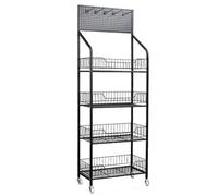 Espositore con ruote e ganci, carrello organizer per snack, per cucina, home theater, supporto per concessioni, ripiani in filo metallico per patatine, frutta, generi alimentari