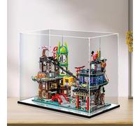 Espositore da 2 cm, in legno di noce, color caffè nero di fascia alta, adatta per Lego 71799 Ninjago City, vetrina trasparente spessa 3 mm (nero+specchio+3 mm)