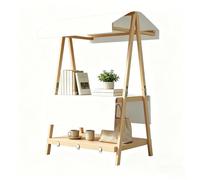 Espositore Da Mercato Portatile E Pieghevole In Legno Con Tettoia A Righe, Stand Per Venditori Ambulanti Per Mercati Agricoli, Fiere Dell'artigianato, Mercatini(Bianco,41.7in/106cm)