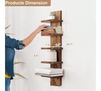 Espositore Da Parete a 5 Ripiani, Design Verticale, Robusta Libreria Multiuso,