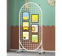 Espositore da parete a griglia bianca, 36,6 x 0,3 m, in metallo, mobile con base triangolare, perfetto per fiere artigianali, feste di nozze ed eventi