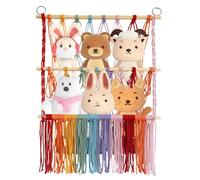 Espositore Da Parete Con Fionda Per Creature Morbide - Doppio Ripiano In Stile Hippie, Espositore In Tessuto, Mobili Decorativi Resistenti, Elemento Durevole Per La Cameretta Dei Bambini | Soluzione C
