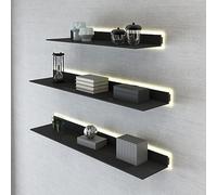 Espositore da parete con illuminazione a LED, striscia luminosa a lunga durata, elegante arredamento per la casa, pratico design nero, 80 x 20 x 6 cm, per arredamento moderno