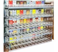 Espositore da parete in acrilico per sigarette con spintore automatico, porta fiammiferi portatile (49,5 x 28,4 x 84 cm)