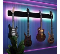 Espositore da parete multi-chitarra illuminato a LED, rack modulare retroilluminato con pannelli acustici, vetrina illuminata per smorzamento del suono per chitarre elettriche, bassi e acustiche