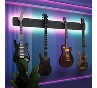 Espositore da parete multi-chitarra illuminato a LED, rack modulare retroilluminato con pannelli acustici, vetrina illuminata per smorzamento del suono per chitarre elettriche, bassi e acustiche |
